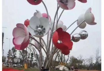烤漆花朵雕塑廠家，景觀美陳類，不銹鋼花朵雕塑制造