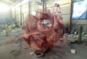 花球雕塑訂做，街景小品，不銹鋼花球雕塑制作廠家