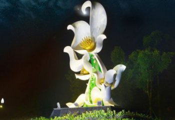 蘭花雕塑精選，美陳雕塑，鍛鋼蘭花花朵雕塑通用