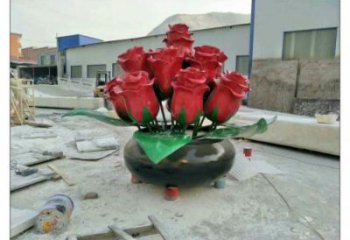 大型玫瑰花朵雕塑定制，多彩藝術(shù)，景觀玫瑰花朵雕塑定價(jià)