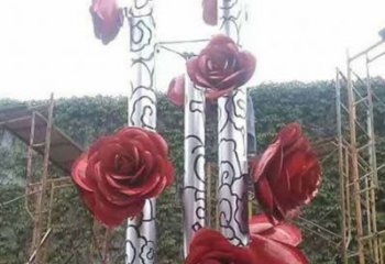 玫瑰花朵雕塑定做，公園小品，烤漆玫瑰花朵雕塑廠家