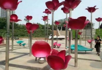 花朵雕塑定做，多彩藝術(shù)，郁金香花朵雕塑廠家選用