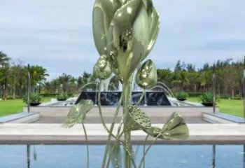 花朵雕塑指用，白鋼構(gòu)件，郁金香花朵雕塑廠家提供