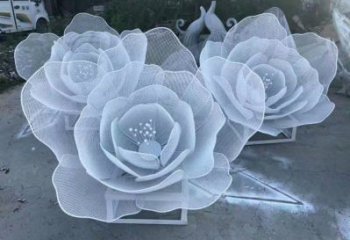 牡丹花雕塑點擊，城區(qū)小品，園林鏤空牡丹花雕塑承接