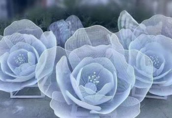 牡丹花雕塑優(yōu)選，拉絲工藝，鏤空牡丹花雕塑承接