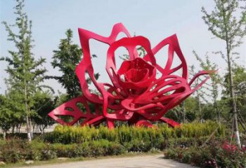 牡丹花雕塑精選，陸地擺件，不銹鋼牡丹花雕塑廠家