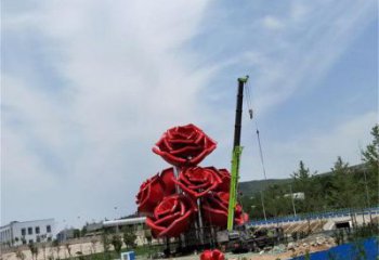 牡丹花雕塑制造，白鋼構(gòu)件，牡丹花花朵雕塑廠家提供