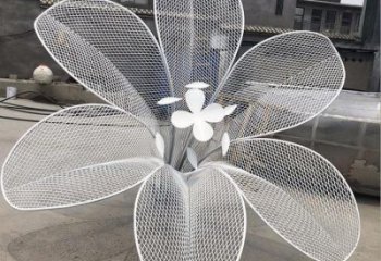 山茶花雕塑展品，室外軟裝，展示鏤空山茶花雕塑訂做