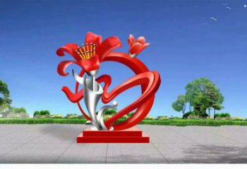 石榴花雕塑定價(jià)，景觀概念，不銹鋼石榴花雕塑預(yù)定