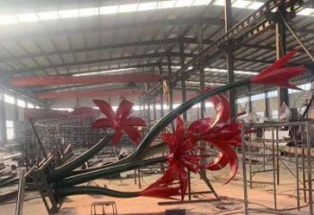 石榴花雕塑精品，標(biāo)識雕塑，不銹鋼石榴花雕塑廠