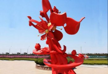 石榴花雕塑觀賞型，公園小品，不銹鋼石榴花雕塑生產商