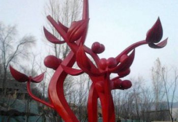 石榴花雕塑精品，景觀雕塑，不銹鋼石榴花雕塑生產(chǎn)商