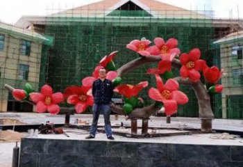 桃花雕塑供需，美陳雕塑，仿真桃花雕塑廠家承接