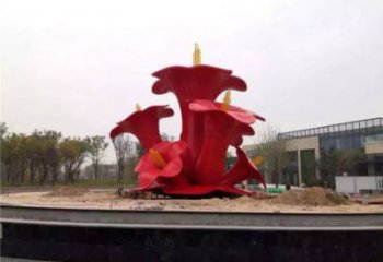 烤漆梧桐花雕塑制造商，室外軟裝，景觀梧桐花雕塑制作廠家