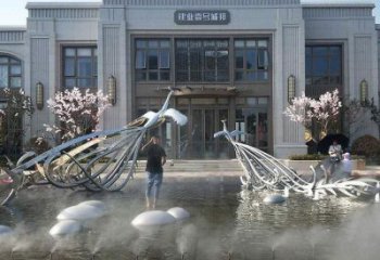 孔雀景觀雕塑常用，酒店擺件，水景不銹鋼孔雀雕塑廠