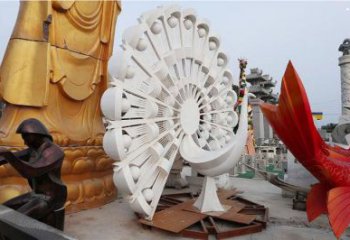 孔雀開屏雕塑擺件，地標(biāo)擺件，孔雀開屏雕塑生產(chǎn)商