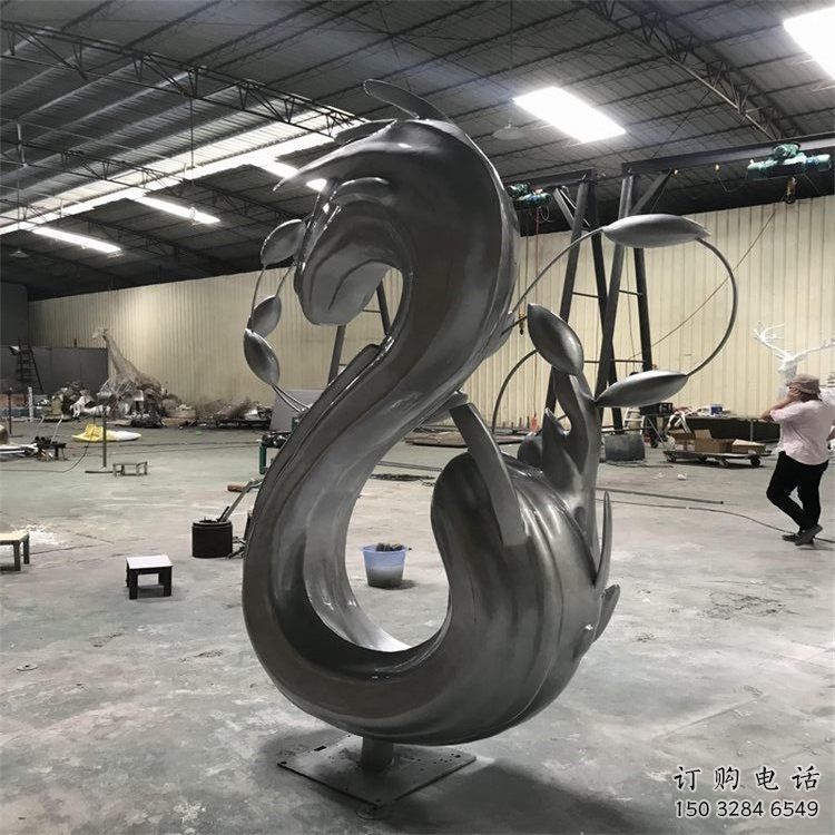 城市海浪雕塑，網(wǎng)格體育雕塑，古銅效果