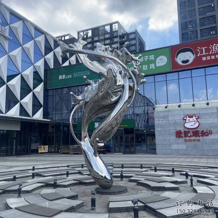校園海浪雕塑，拉絲景觀雕塑，抽象主題