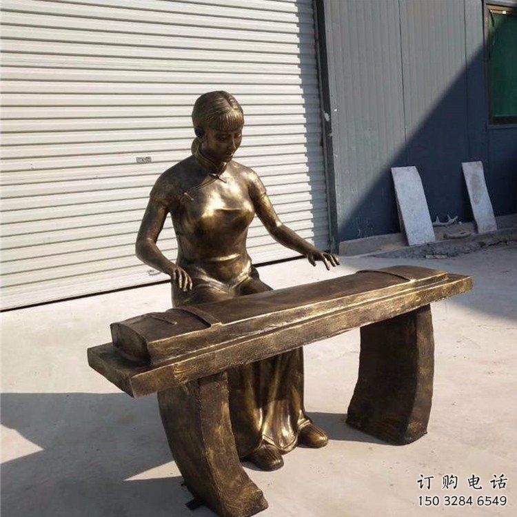 彈古箏雕塑承接，景區(qū)案例，民俗人物雕塑承接