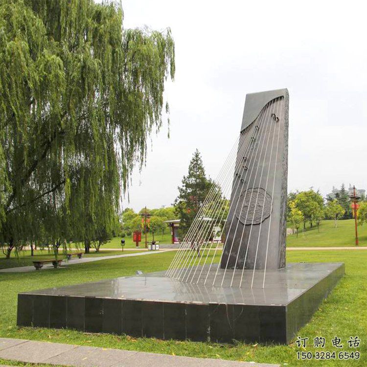彈古箏雕塑定價(jià)，村標(biāo)概念，公園雕塑景觀選用