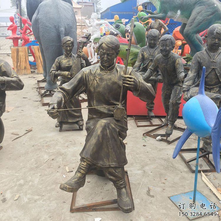 彈古箏雕塑供求，露天雕塑，民俗人物雕塑制作