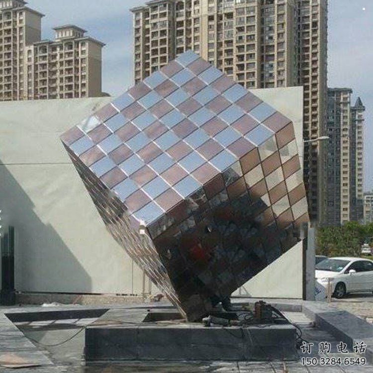 方塊雕塑制造商，美陳雕塑，不銹鋼方塊雕塑精品