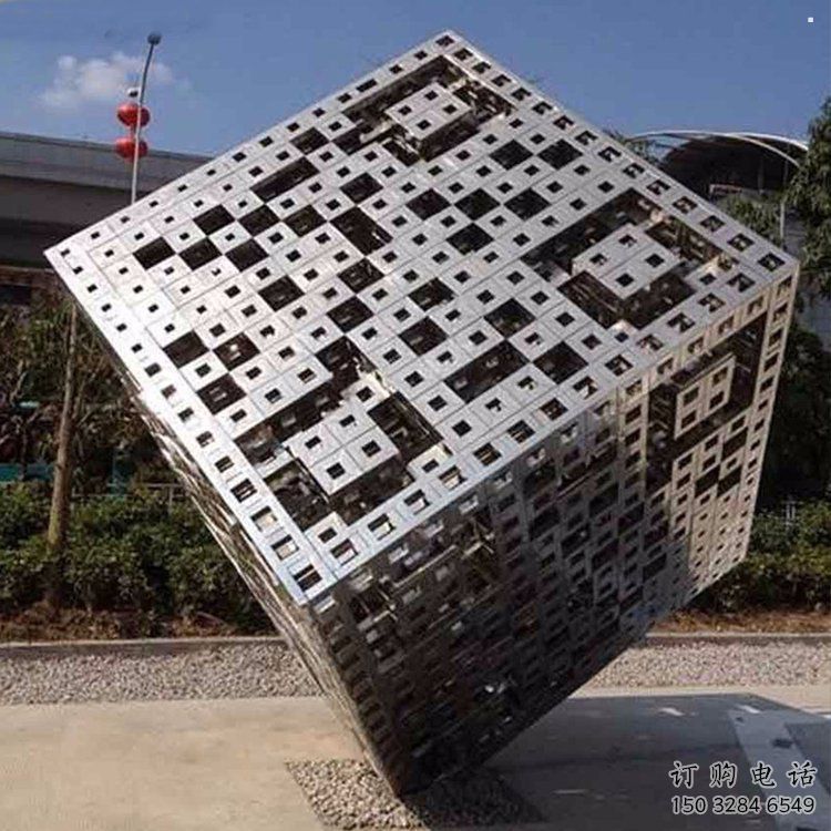方塊方案展品，街頭雕塑，地產(chǎn)不銹鋼方塊雕塑供需