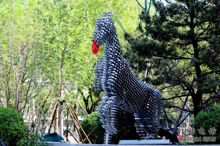 方塊馬雕塑精選，公園小品，抽象方塊馬雕塑廠家