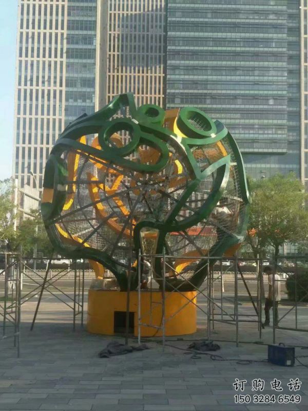 鏤空球雕塑精選，廣場(chǎng)系列，烤漆鏤空球雕塑廠家