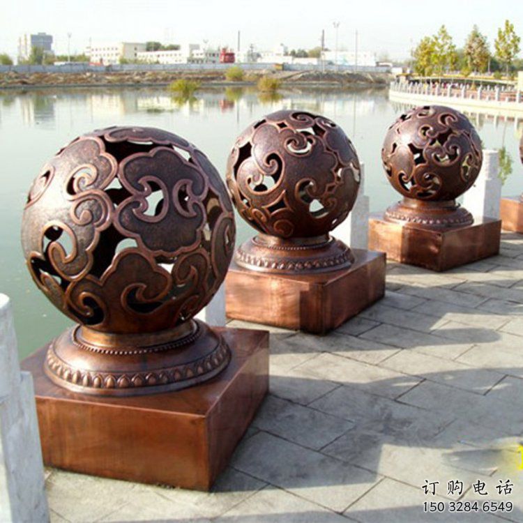 鏤空球雕塑生產(chǎn)，鋼管組合，烤漆鏤空球雕塑廠家