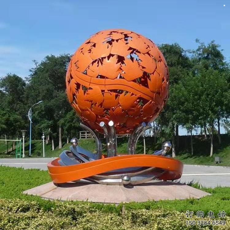 鏤空球雕塑指用，白鋼構(gòu)件，烤漆鏤空球雕塑提供