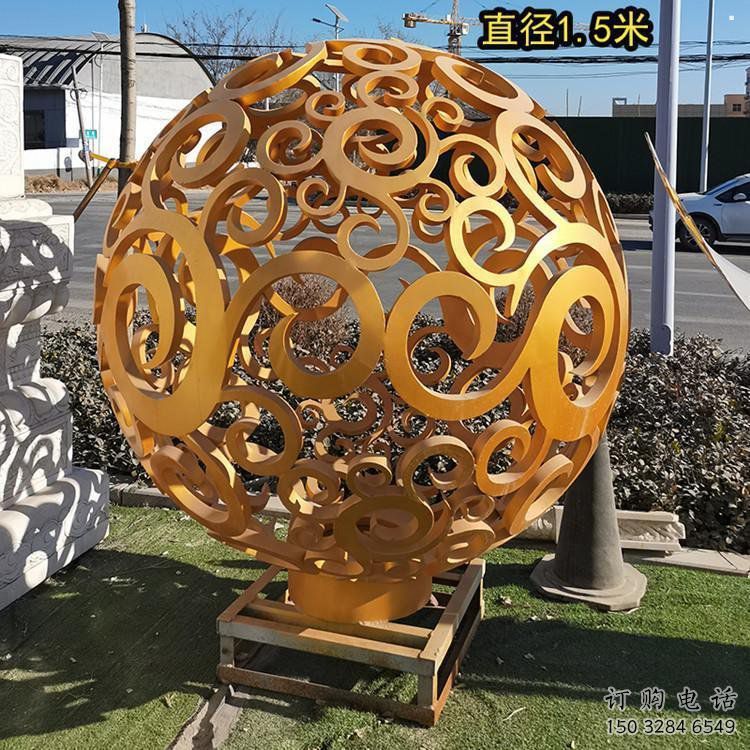 鏤空球雕塑制作，廣場雕塑，烤漆鏤空球雕塑廠家