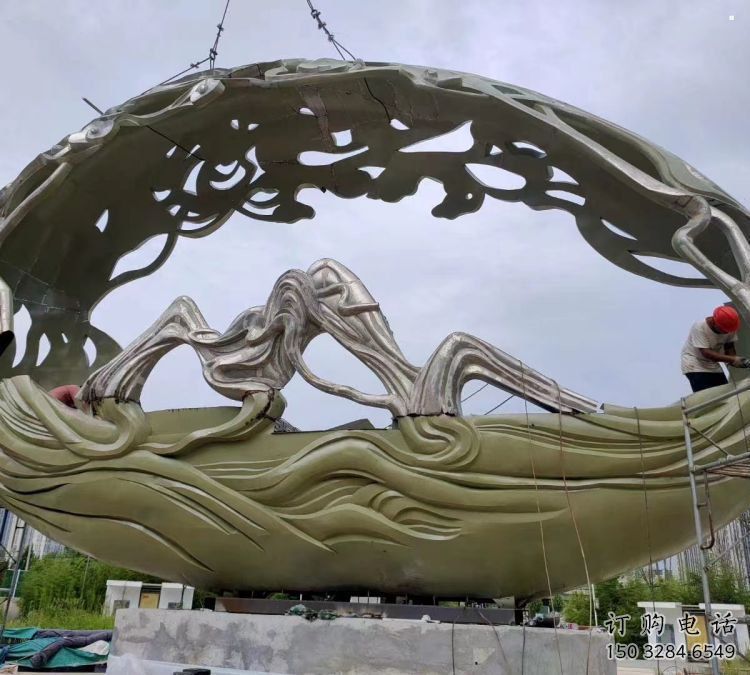 空心球雕塑點擊，城區(qū)小品，鏤空空心球雕塑承接