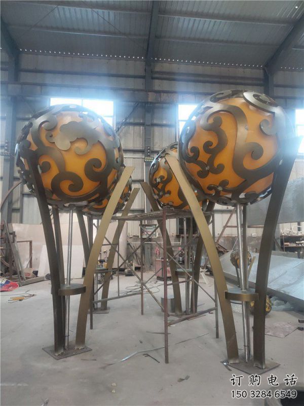 空心球雕塑制作，地標(biāo)擺件，景觀鏤空空心球雕塑選用