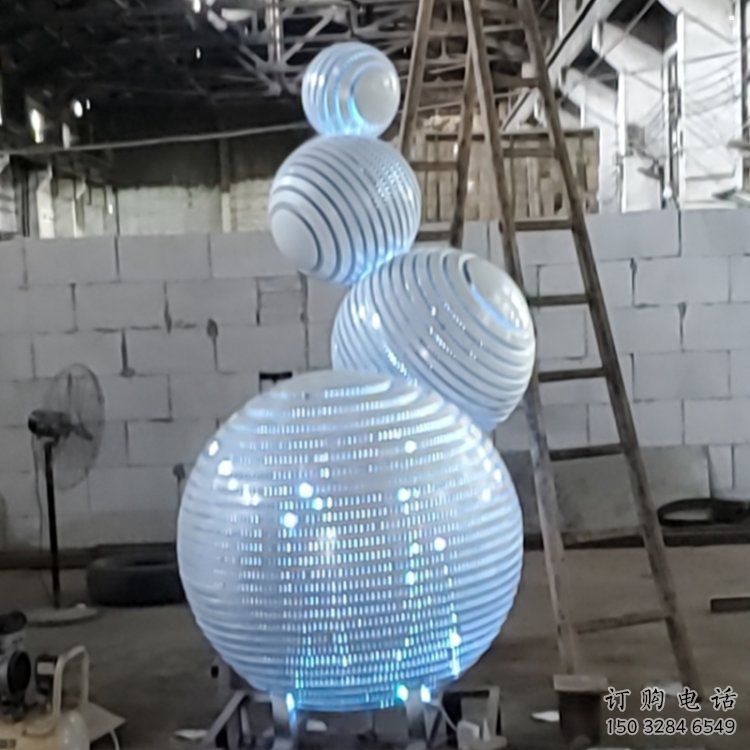 燈光球雕塑廠，街道標(biāo)識，不銹鋼燈光球雕塑供應(yīng)