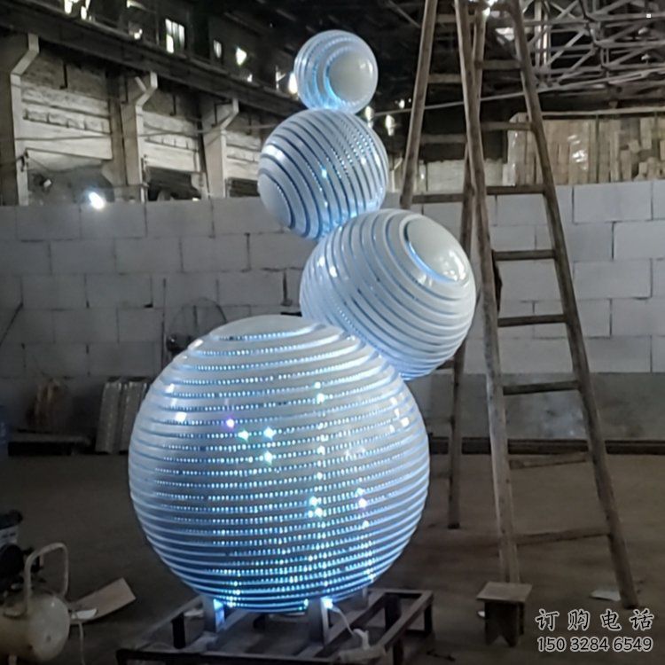 燈光球雕塑承接，城市雕塑，不銹鋼燈光球雕塑精品