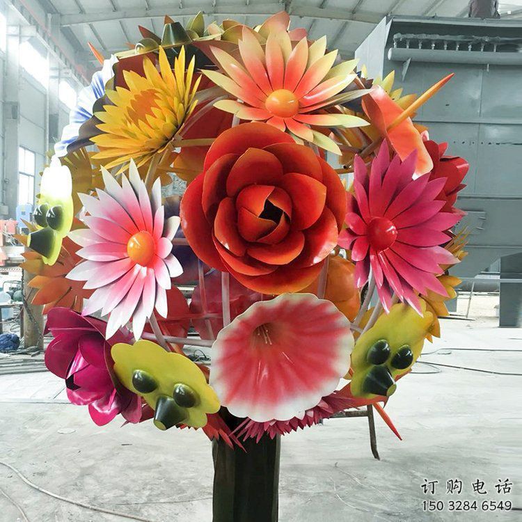 花球雕塑廠家，美陳雕塑，不銹鋼花球雕塑定制