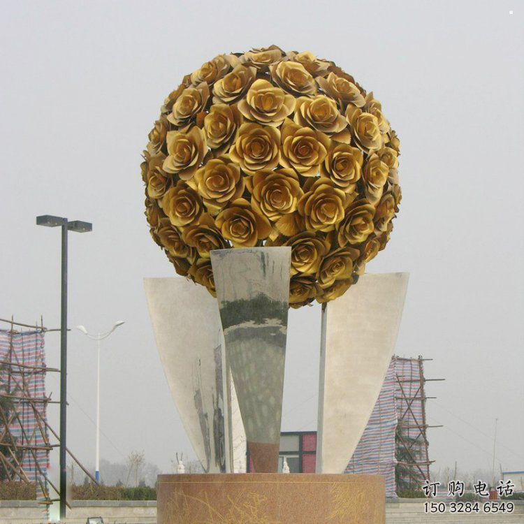 花球雕塑精選，市標(biāo)雕塑，不銹鋼花球雕塑廠家