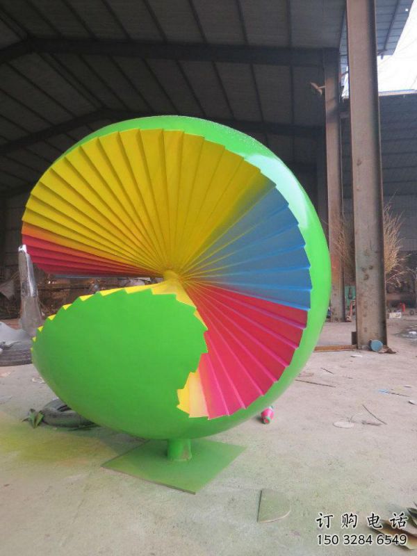 花紋球雕塑廠家，彩鋼制作，大型不銹鋼花紋球雕塑定做