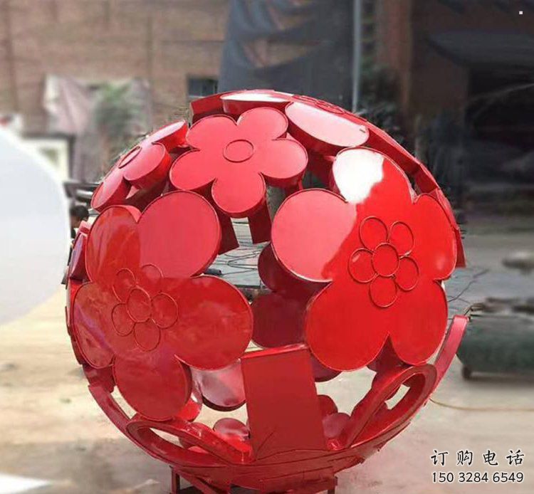 花紋球雕塑制作，景觀雕塑，不銹鋼花紋球雕塑常用