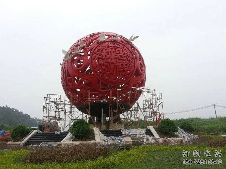 景觀圓球雕塑承接，城市裝飾，烤漆圓球雕塑廠家