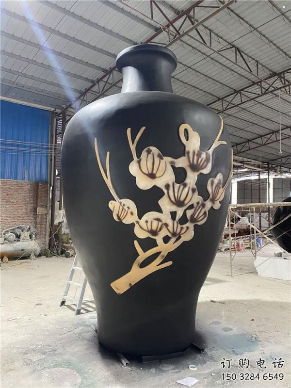 制造花瓶雕塑專供，地標(biāo)擺件，玻璃鋼花瓶雕塑訂做