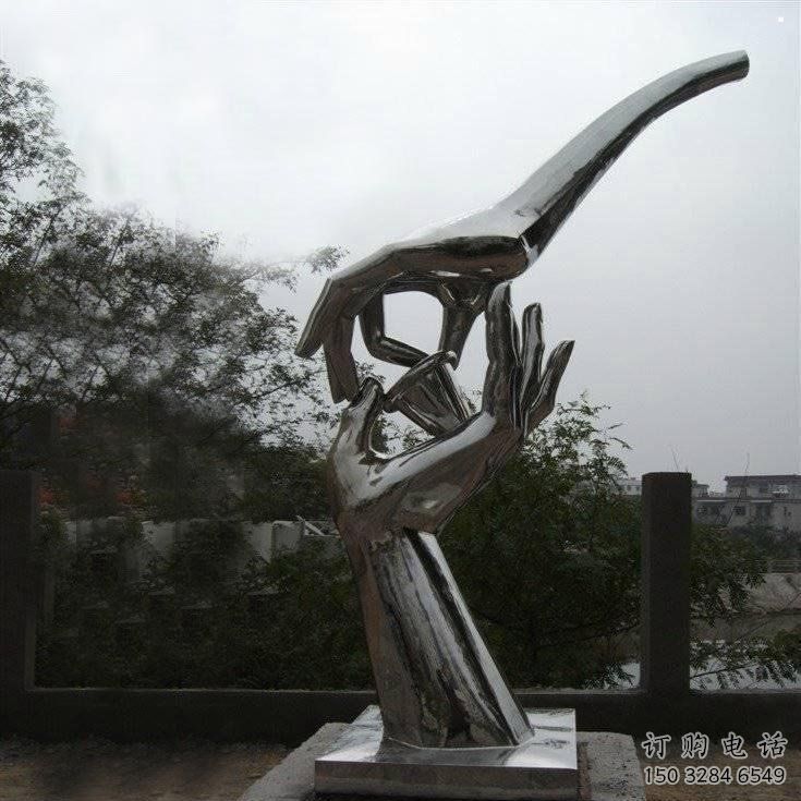 手拈花雕塑制造商，小區(qū)擺件，不銹鋼手拈花雕塑制造廠家