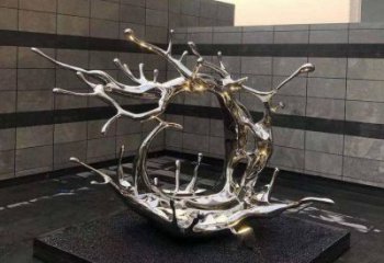 庭院海浪雕塑，鍍金歐式雕塑，鏡面形式