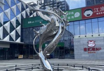 校園海浪雕塑，拉絲景觀雕塑，抽象主題