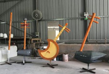 二胡雕塑生產(chǎn)，水景雕塑，不銹鋼二胡雕塑定制