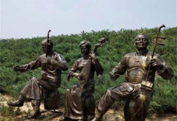 拉二胡雕塑訂做，街景小品，戶外民俗人物雕塑制作