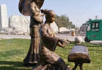 彈古箏雕塑供需，美陳雕塑，景觀民俗人物雕塑承接