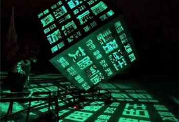 大型魔方雕塑選用，街道標識，燈光魔方雕塑廠家常用
