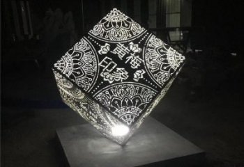 魔方雕塑定做，公園小品，燈光魔方雕塑點擊